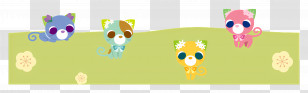 Ocha Ken - Colorful Cats In Field Cartoon Transparent PNG