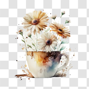 Watercolor Daisy
 - Watercolor Flowers In A Cup Transparent PNG