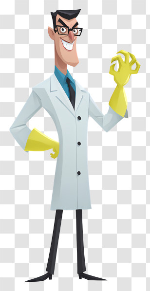 Principal Scudworth - Cartoon Mad Scientist Villain Transparent PNG