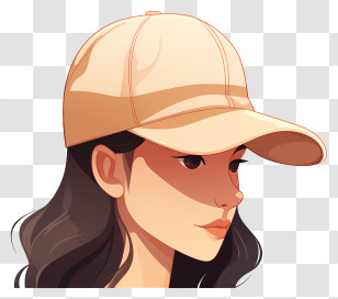 Woman - Illustration Of Woman Wearing A Beige Cap Transparent PNG