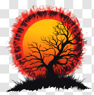 Sun Silhouette - Tree Silhouette At Sunset Transparent PNG