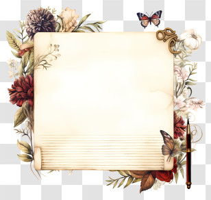 Swirling Lines And Shapes - Decorative Blank Paper With Flowers Transparent PNG