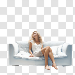 National Lazy Day - Woman Relaxing On Sofa Transparent PNG