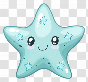 Cute Starfish - Smiling Cute Blue Starfish Cartoon Transparent PNG