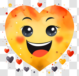 Watercolor Emoji With Heart Eyes - Smiling Heart Emoji Transparent PNG