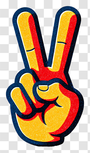 Vintage Peace Hand Sign - Yellow Peace Hand Symbol Transparent PNG