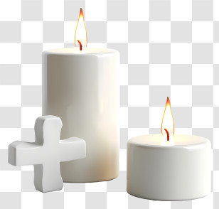 Candlemas Day - Candles And White Cross Arrangement Transparent PNG