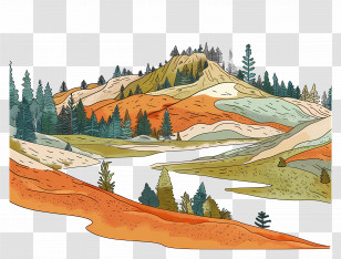 Yellowstone National Park - Landscape Of Hills And Trees Transparent PNG