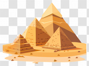 Pyramids Of Giza - Illustration Of Egyptian Pyramids In Desert Landscape Transparent PNG