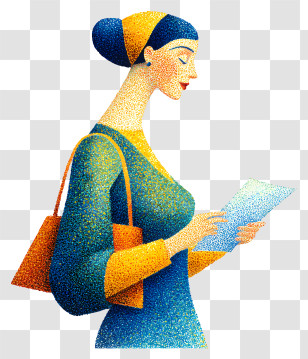 Woman Holding Document - Stylish Woman Reading Paper Transparent PNG