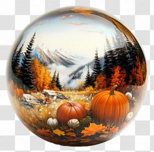 Thanksgiving - Autumn Landscape Snow Globe Transparent PNG