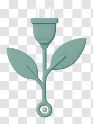 Electric Plug - Green Plug With Leaves For Sustainable Energy Transparent PNG