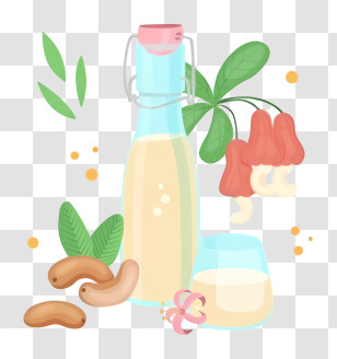Organic Milk - Cashew Juice With Cashew Fruit Illustration Transparent PNG