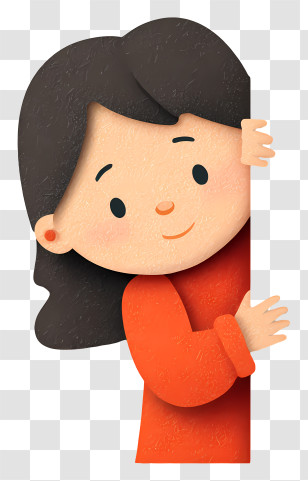 Girl Kid Peeking From Wall - Peeking Girl In Red Transparent PNG