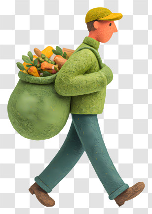 Man Dumping Waste - Gardener Carrying Vegetables Transparent PNG
