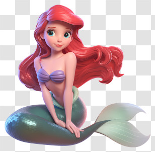 Ariel Mermaid Princess - Beautiful Mermaid With Red Hair Transparent PNG