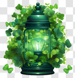 St Patrick Lantern - Green Lantern With Clover Leaves Transparent PNG