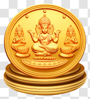 Lord Ganesha Gold Coin - Gold Coin With Deity Transparent PNG