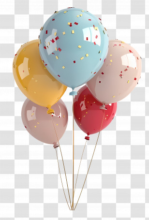 Party Balloons - Colorful Balloons With Confetti Transparent PNG