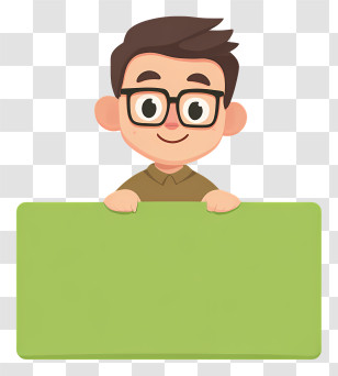 Boy Peeking From Behind - Smiling Boy With Green Sign Transparent PNG