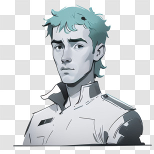 Portrait - Serious Blue-haired Man Portrait Transparent PNG