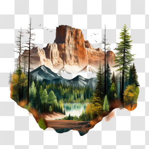 National Park Service Founders Day - Beautiful Mountain Landscape With Forest And River Transparent PNG