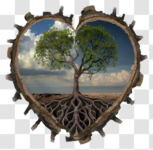 Heart Tree - Tree In Heart With Sky Background Transparent PNG