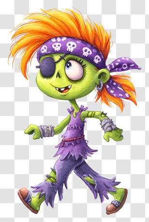Funny Zombie Girl - Quirky Punk Zombie Girl Transparent PNG