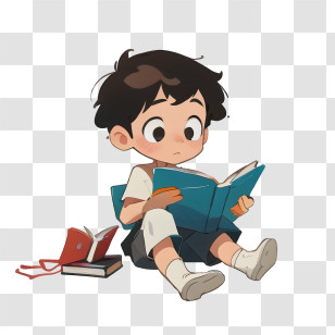 Boy Reading Book - Cartoon Boy Reading A Book Transparent PNG