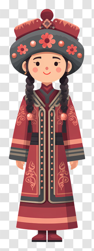 Nomad Mongol Woman - Traditional Cultural Doll In Costume Transparent PNG