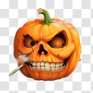 Jack O Lantern - Evil Pumpkin With Cigarette Smoking Illustration Transparent PNG