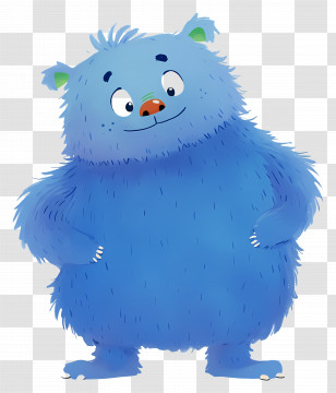 Cartoon Monster - Fluffy Blue Bear Cartoon Character Transparent PNG
