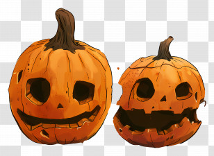 Carving Pumpkins - Smiling Carved Halloween Pumpkins Illustration Transparent PNG