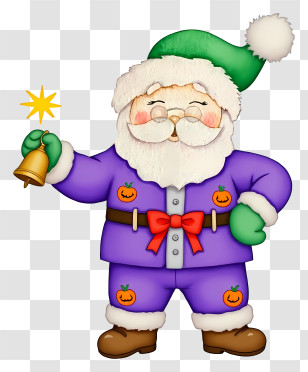 Christmas Santa Claus - Santa Claus In Purple Suit With Bell Transparent PNG