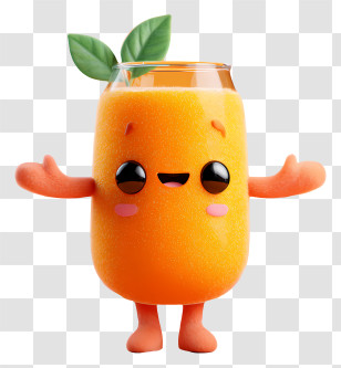 Juice Cute - Happy Orange Juice With Arms Transparent PNG