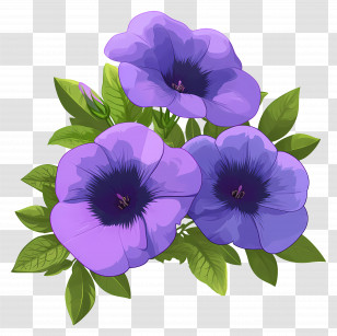 Purple Petunias - Cluster Of Vibrant Purple Petunia Flowers Transparent PNG