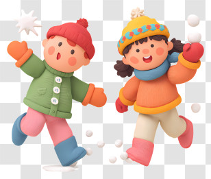 Children Playing Snowball Fight - Children Playing In The Snow Transparent PNG