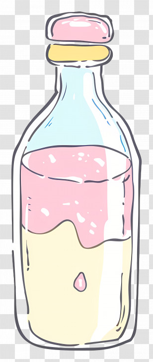 Bottle - Cartoon Glass Bottle With Pink Liquid Transparent PNG