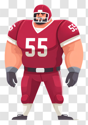 American Football Offensive Lineman - Red Uniformed Football Player Transparent PNG