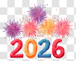 2026 Fireworks Effect - 2026 New Year Fireworks Celebration Transparent PNG