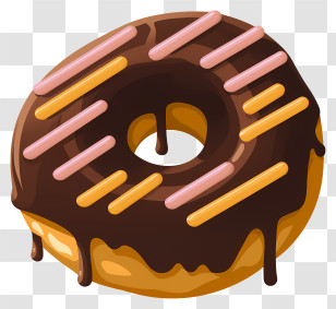 Chocolate Covered Donut - Chocolate Glazed Donut With Stripes Transparent PNG