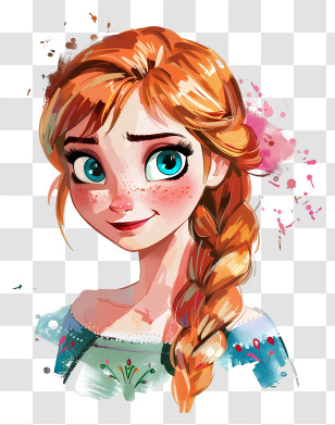 Frozen Anna Princess - Animated Girl With Braided Hair Transparent PNG