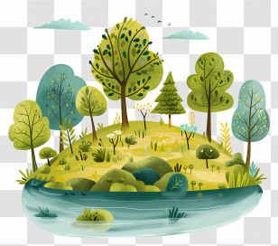 Summer Park - Beautiful Green Forest Landscape On A Hill Transparent PNG