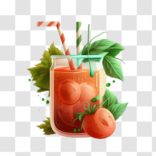 Tomato Juice
 - Healthy Tomato Juice With Leaves And Straw Transparent PNG