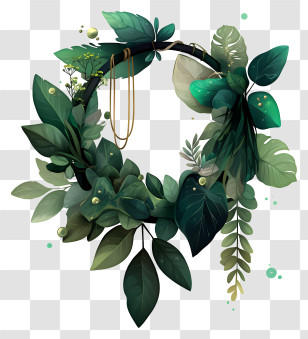 Green Leaf Frame - Leaf Wreath Botanical Illustration Transparent PNG