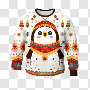 Ugly Sweater Day - Festive Penguin Sweater With Christmas Design Transparent PNG