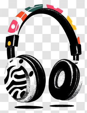 Headphones - Patterned Headphones With Unique Design Transparent PNG