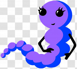 Oswald - Purple Cartoon Worm Character Transparent PNG