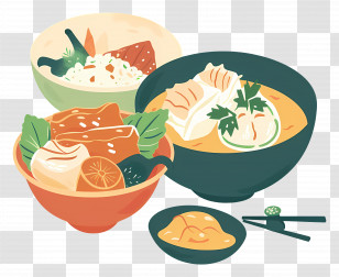 Thai Food - Illustration Of Various Bowls Of Food Transparent PNG
