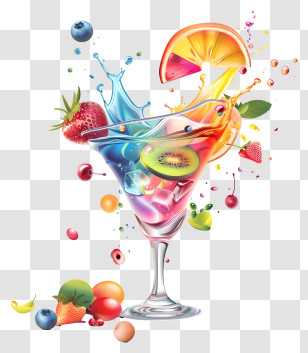 Cocktail Day - Colorful Fruit Cocktail Splash Transparent PNG